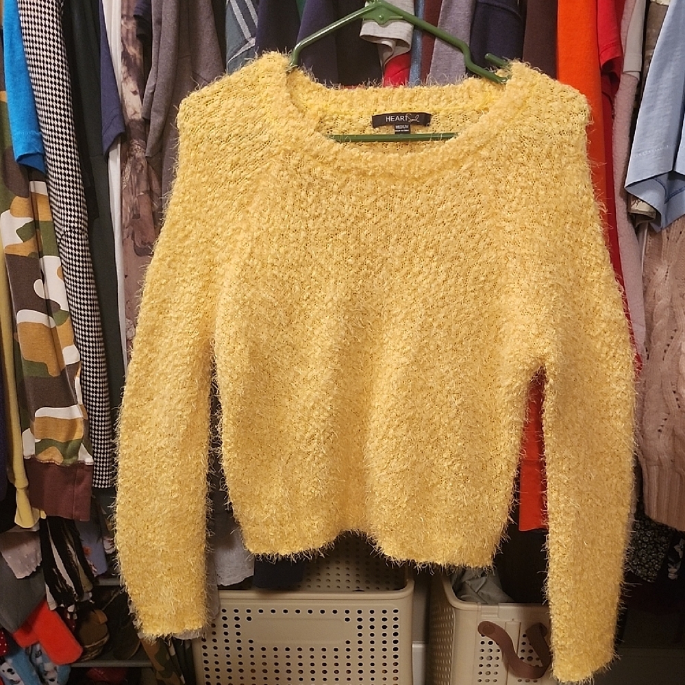 Heart Soul Cozy Yellow Crew Neck Sweater